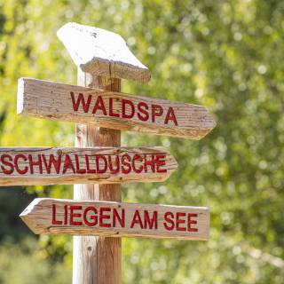 Holzschild mit unterschiedlichen Wegrichtungen